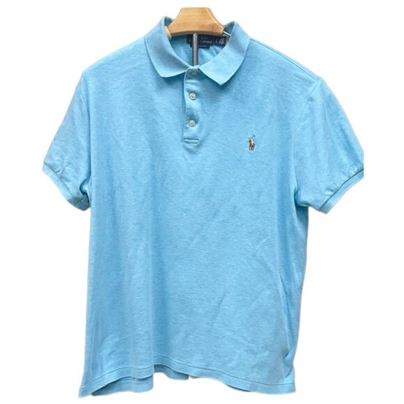 Polo Ralph Lauren Custom Slim Fit MSRP $80 Short Sleeve Blue Shirt Large Golf - Picture 1 of 9